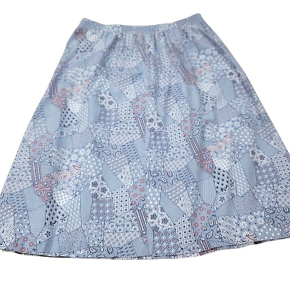 Vintage 80s Sailmates Paisley Button Down A-line Below the Knee Blue Skirt Sz XL - Picture 9 of 9